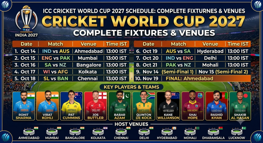 ICC Cricket World Cup 2027 Schedule: Complete Fixtures & Venues